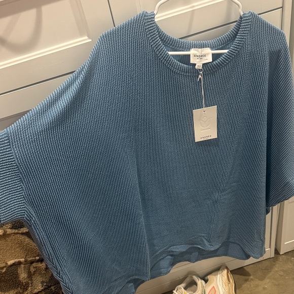 ANDREE BY UNIT Blue Knit Blouse - Picture 5 of 5